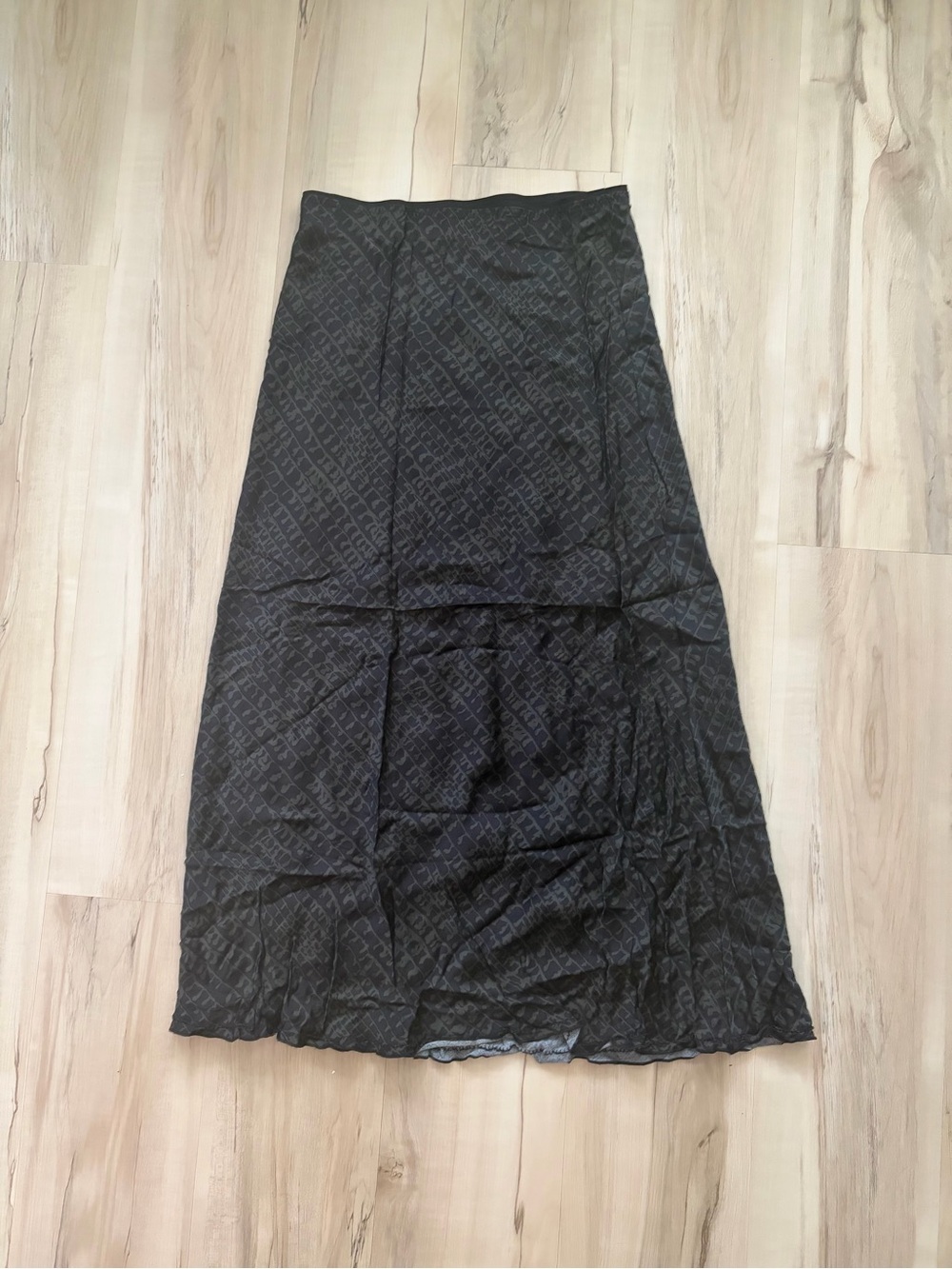 Zara Black Gray Abstract Print Flowy Maxi Skirt Size Small